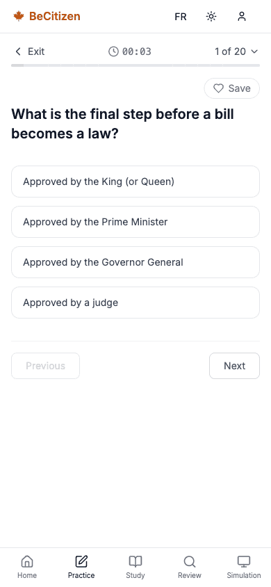 A real-style Canadian citizenship practice question