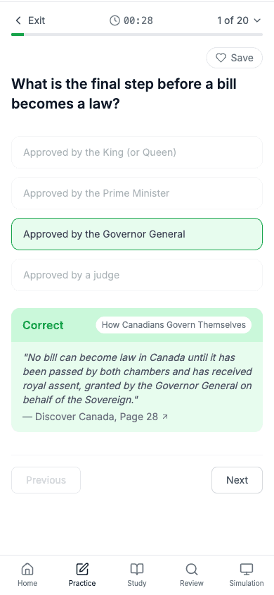 An answered question showing the correct answer and its explanation