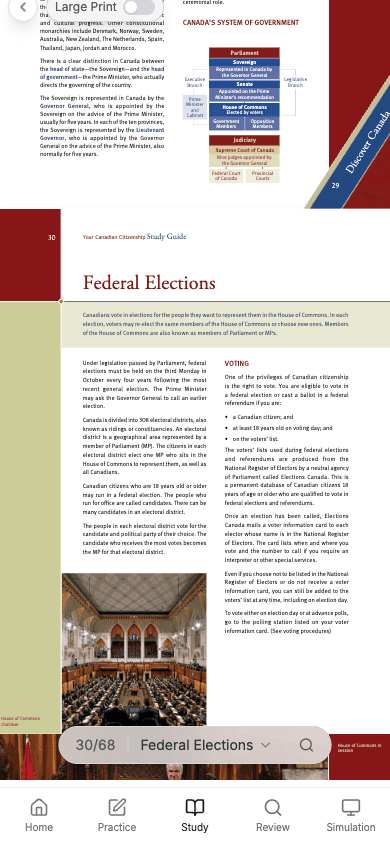 The Federal Elections chapter with the system-of-government diagram